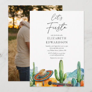 Let's Fiesta Watercolor Kaktus Brautdusche Einladung
