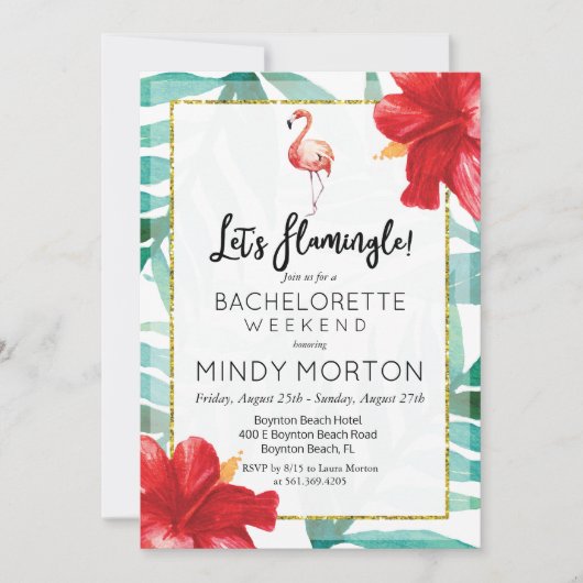 Let's Flamingle Bachelorette Weekend Einladung (Vorderseite)