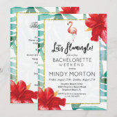 Let's Flamingle Bachelorette Weekend Einladung (Vorne/Hinten)