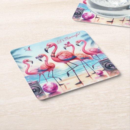 Let's Flamingle Beach Birthday Bash Rechteckiger Pappuntersetzer (angewinkelt)