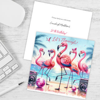 Let's Flamingle Beach Party Geburtstagseinladung Einladung