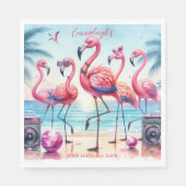 Let's Flamingle Beach Party Geburtstagspapier Serviette (Vorderseite)