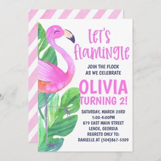 Let's Flamingle! Birthday Party Invitation Einladung (Vorne/Hinten)