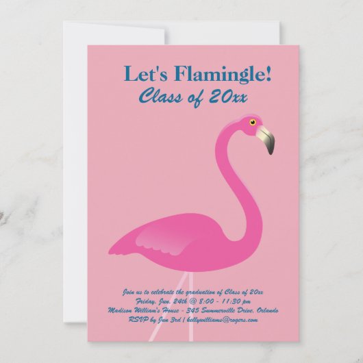 Let's Flamingle Class of 2019 Invitation in Pink Einladung (Vorderseite)