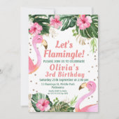 Let's Flamingle Flamingo Birthday Einladung (Vorderseite)