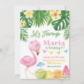 Let's Flamingle Flamingo Birthday Einladung (Vorderseite)