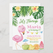 Let's Flamingle Flamingo Birthday Einladung (Vorne/Hinten)