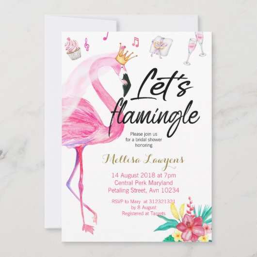 Let's Flamingle Flamingo Bridal Dusche Einladung (Vorderseite)