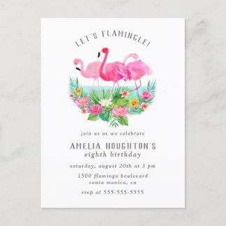 Let's Flamingle Flamingo Lagoon Geburtstagsparty Einladungspostkarte