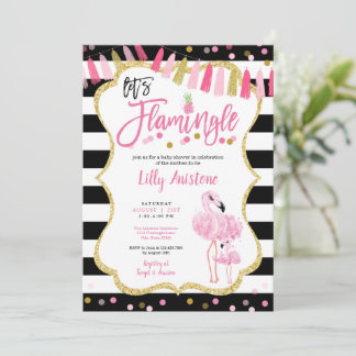 Let's Flamingle Flamingo Watercolor Baby Shower Einladung