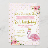 Let's Flamingle Floral 2. Geburtstag Einladung (Vorne/Hinten)