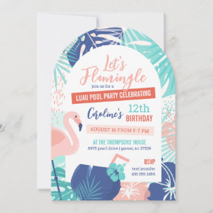 Let's Flamingle Geburtstag Luau Pool Party Einladung