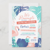 Let's Flamingle Geburtstag Luau Pool Party Einladung (Vorderseite)
