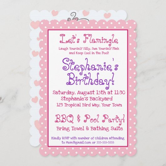Let's Flamingle Geburtstagsparty Einladung (Vorne/Hinten)