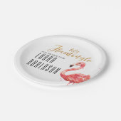 Let's Flamingle Gold Glitzer Brautparty Pappteller (Schrägansicht)