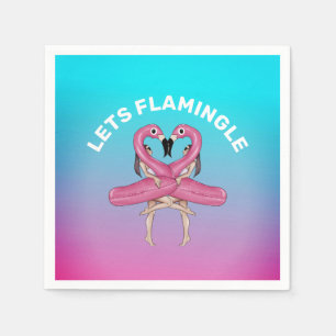 Let's Flamingle Party Float Ombre Pink Square Pape Serviette