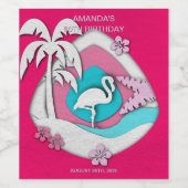 Let's Flamingle Tropical Flamingo 60th Birthday Weinetikett (Einzelnes Label)