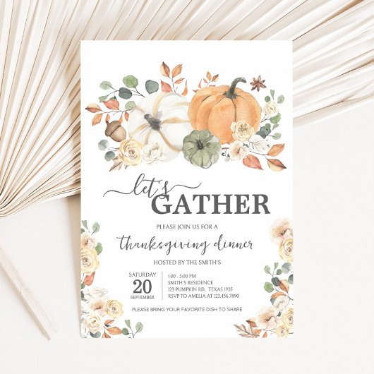 Let's Gather Pumpkin Dinner Thanksgiving Einladung