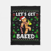 Let's Get Baked Gingerbread Man Weed Funny Christm Fleecedecke (Vorderseite)