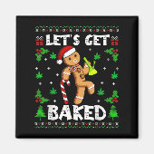 Let's Get Baked Gingerbread Man Weed Funny Christm Magnet (Vorne)