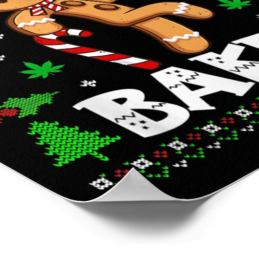 Let's Get Baked Gingerbread Man Weed Funny Christm Poster (Ecke)