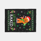 Lets Get Baked Ugly Sweater Weed Christmas Xmas Fleecedecke (Vorderseite (Horizontal))