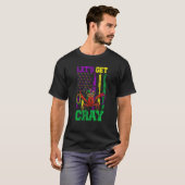 Let's Get Clay Crawfish Beads Mardi Gras Flag T-Shirt (Vorne ganz)