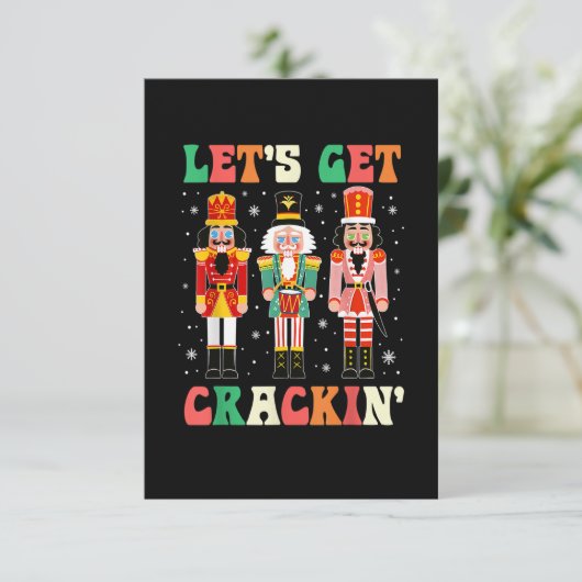 Let's Get Cracking Funny Christmas Nutcracker Ball Dankeskarte (Stehend Vorderseite)