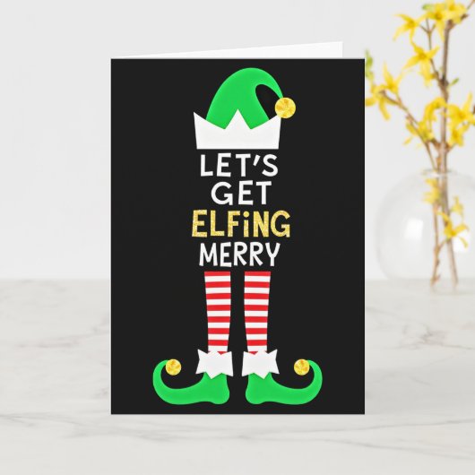 Lets Get Elfing Merry Funny Elf Christmas Card Karte (Gelbe Blume)