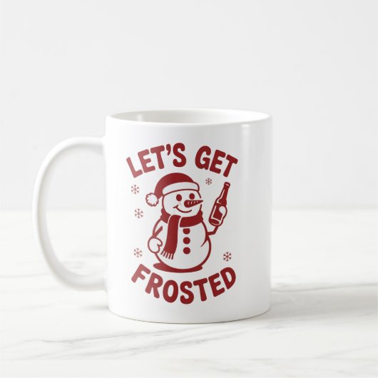 Let's Get Frosted Snowman Beer Snarky Christmas Kaffeetasse (Links)