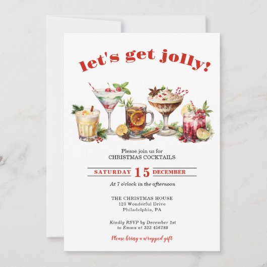 Let's Get Jolly | Christmas Cocktails Party invita Einladung (Vorderseite)
