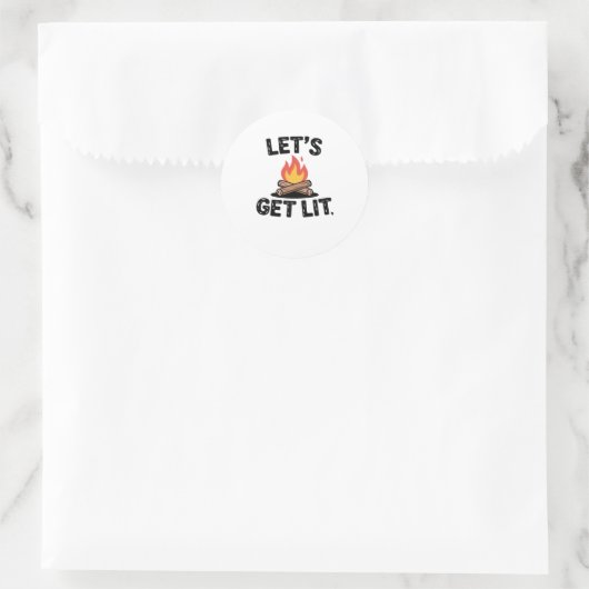 Let's Get Lit - Campfire Vibes - Camping Adventure Runder Aufkleber (Tasche)