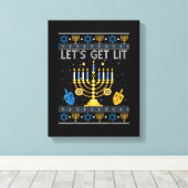 Let's Get Lit Chanukah Hanukkah Funny Christmas Ug Leinwanddruck (Insitu (Holzboden))