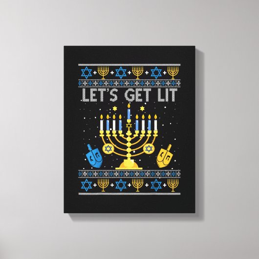 Let's Get Lit Chanukah Hanukkah Funny Christmas Ug Leinwanddruck (Vorderseite)