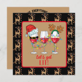 Let's Get Lit Christmas Cocktail Invitation Einladung (Vorne/Hinten)