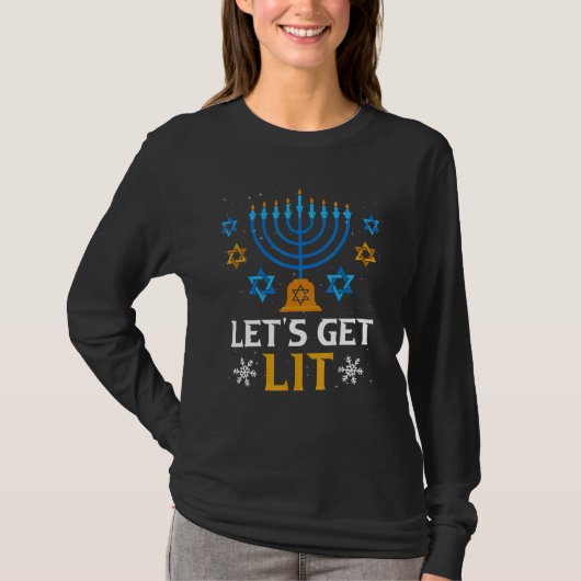Let's Get Lit Christmas Hanukkah Jewish Chanukkah T-Shirt (Vorderseite)