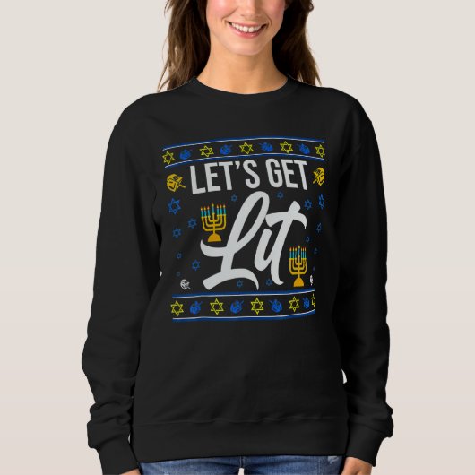 Let's Get Lit Christmas Hanukkah Menorah Jewish Ch Sweatshirt (Vorderseite)