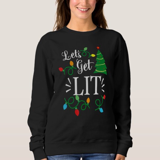 Let's Get Lit Christmas Lights Family Squad Men Wo Sweatshirt (Vorderseite)