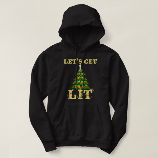 Let's Get Lit Drinking Funny Christmas Hoodie (Design vorne)