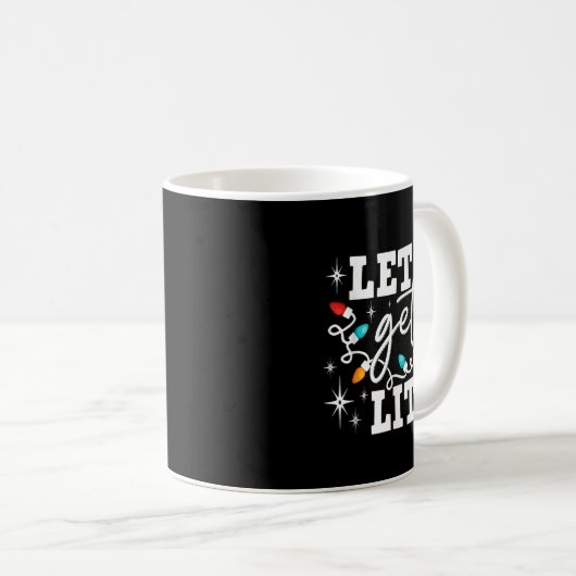 Let's Get Lit Drinking Santa Hat Christmas Lights Kaffeetasse (VorderseiteRechts)