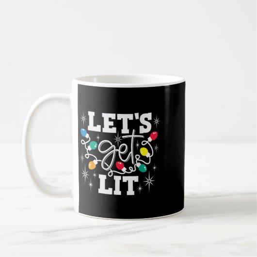 Let's Get Lit Drinking Santa Hat Christmas Lights Kaffeetasse (Links)
