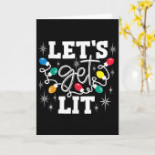 Let's Get Lit Drinking Santa Hat Christmas Lights Karte (Gelbe Blume)