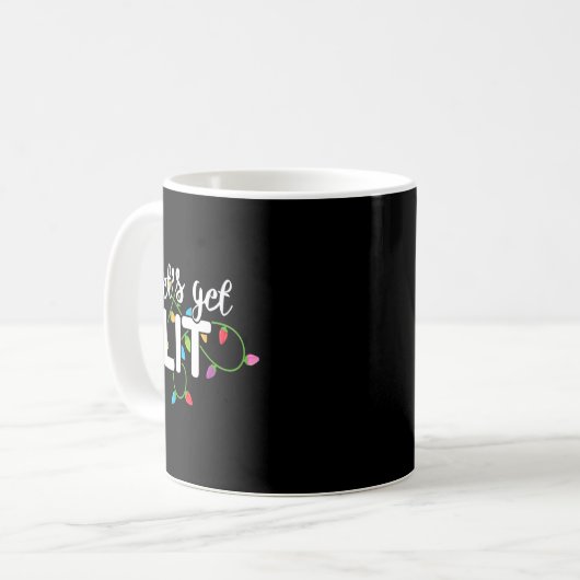 Lets Get Lit Funny Christmas Drinking Apparel Xma  Kaffeetasse (Vorderseite Links)
