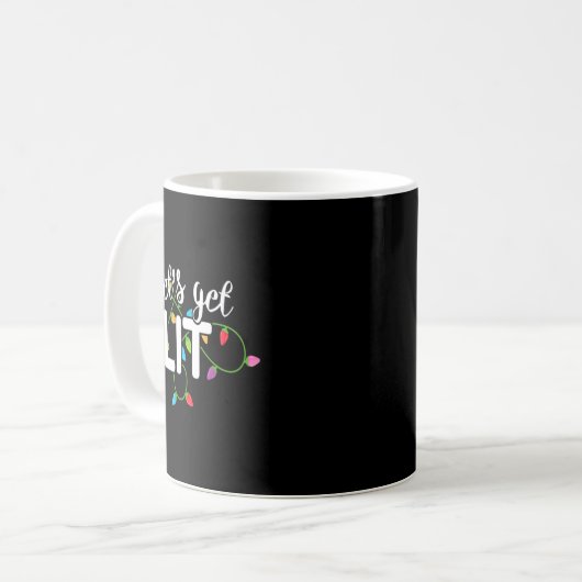 Lets Get Lit Funny Christmas Drinking Apparel Xma Kaffeetasse (Vorderseite Links)