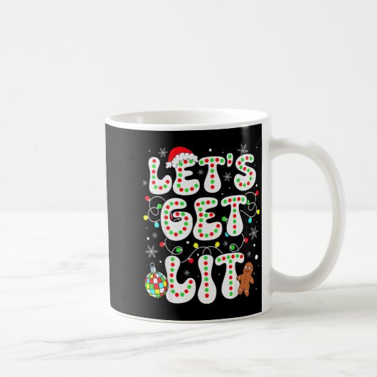 Let's Get Lit Funny Christmas Lights Xmas Pajamas Kaffeetasse (Rechts)