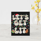 Let's Get Lit Funny Christmas Lights Xmas Pajamas Karte (Gelbe Blume)