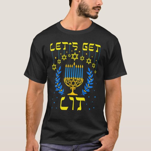 Let's Get Lit Hanukkah Jew Menorah Jewish Chanukk T-Shirt (Vorderseite)
