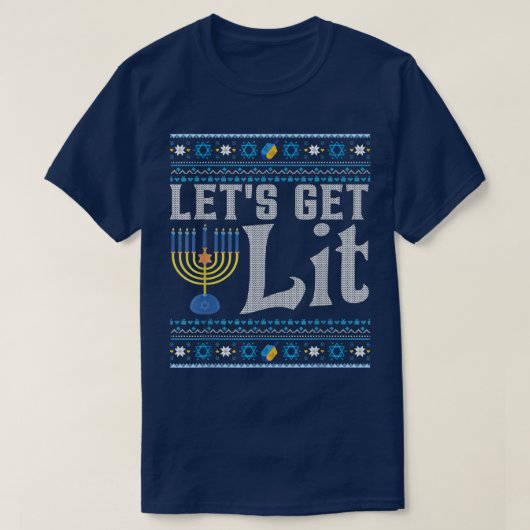 Let's Get Lit Hanukkah Jew Menorah Jewish Chanukka T-Shirt (Design vorne)