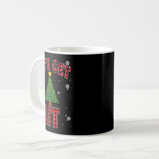 Let's Get Lit Red Buffalo Plaid Christmas Pajama D Kaffeetasse (Vorderseite Links)