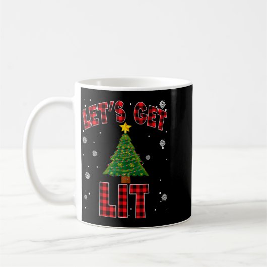 Let's Get Lit Red Buffalo Plaid Christmas Pajama D Kaffeetasse (Links)
